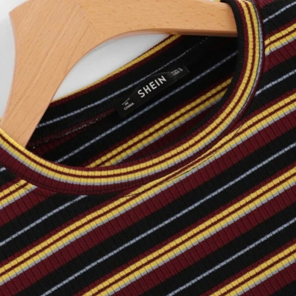 Multi-color Striped Ribbed Tee - Picture 4 of 4